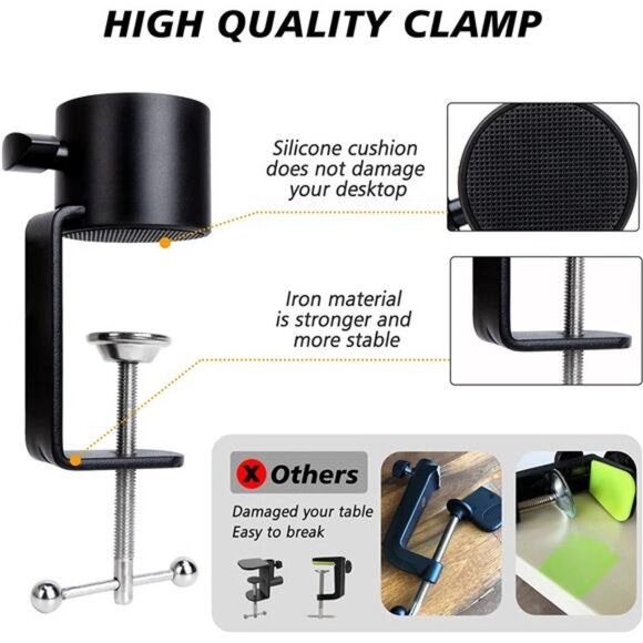 Mic Stand Boom Arm - Compatible with HyperX QuadCast, 360° Rotation Mic Stand - Picture 2 of 7